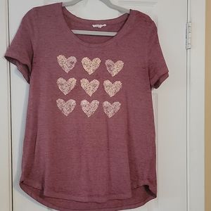 Maroon Rose Gold Heart Tee